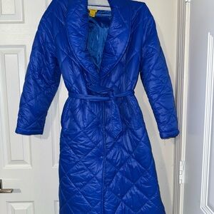 Blue Quilted Long Coat